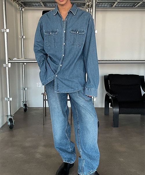 ASCLO(エジュクロ)の「【THE KLOBAL STAGE 韓国アイドル着用】ASCLO Digan Classic Denim Shirt(シャツ/ブラウス・メンズ・ダークブルー・MEDIUM/LARGE)」の14枚目の写真
