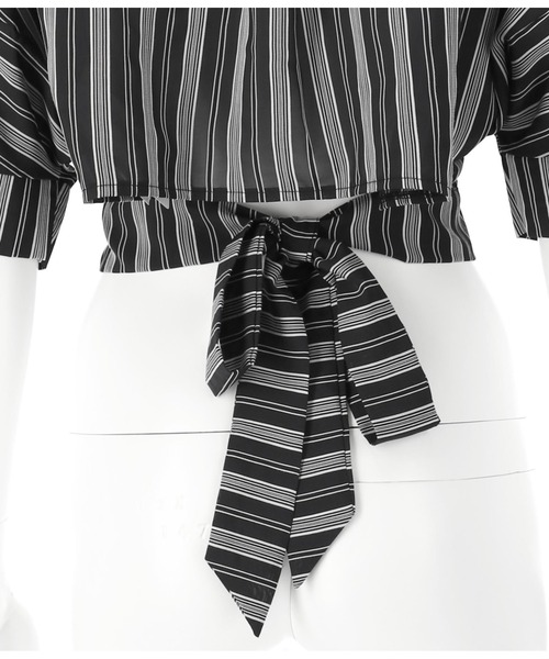 ANAP（アナップ）の「バックリボンクロップドストライプトップスブラウス（シャツ/ブラウス・レディース・ホワイト/ブラック・FREE）」の16枚目の写真