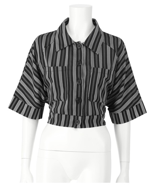 ANAP（アナップ）の「バックリボンクロップドストライプトップスブラウス（シャツ/ブラウス・レディース・ホワイト/ブラック・FREE）」の11枚目の写真