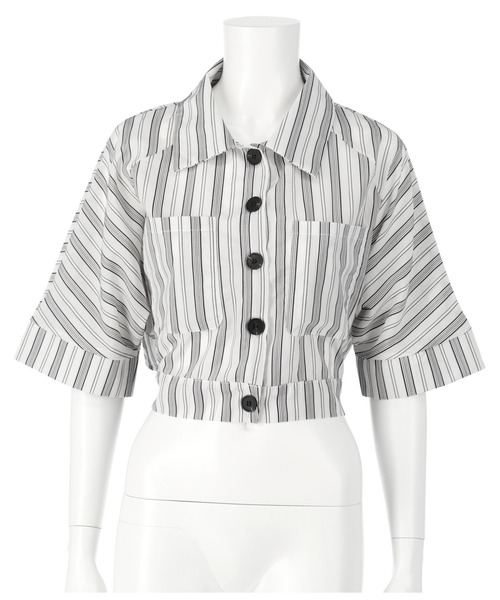 ANAP（アナップ）の「バックリボンクロップドストライプトップスブラウス（シャツ/ブラウス・レディース・ホワイト/ブラック・FREE）」の10枚目の写真