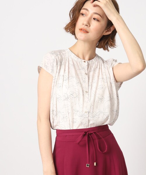 grove(グローブ)の「◆ヴィンテージサテンフレンチスリーブブラウス(シャツ/ブラウス・レディース・アイボリー/チャコール/アイボリー系/アイボリー系4/サックスブルー系・02/03/01/04/05)」の4枚目の写真