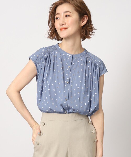 grove(グローブ)の「◆ヴィンテージサテンフレンチスリーブブラウス(シャツ/ブラウス・レディース・アイボリー/チャコール/アイボリー系/アイボリー系4/サックスブルー系・02/03/01/04/05)」の5枚目の写真