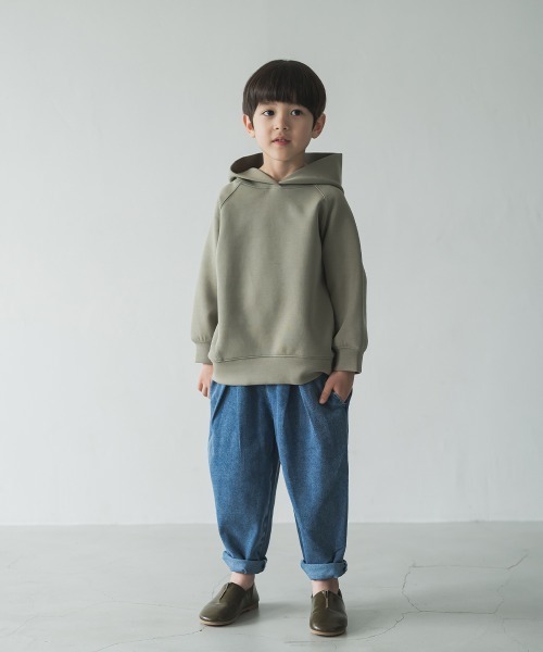 riziere（リジェール）の「ダンボールニットフーディー（パーカー・キッズ・ホワイト/カーキ/グレイッシュベージュ/ブラック・120/110/90/100/140/130/150）」の6枚目の写真