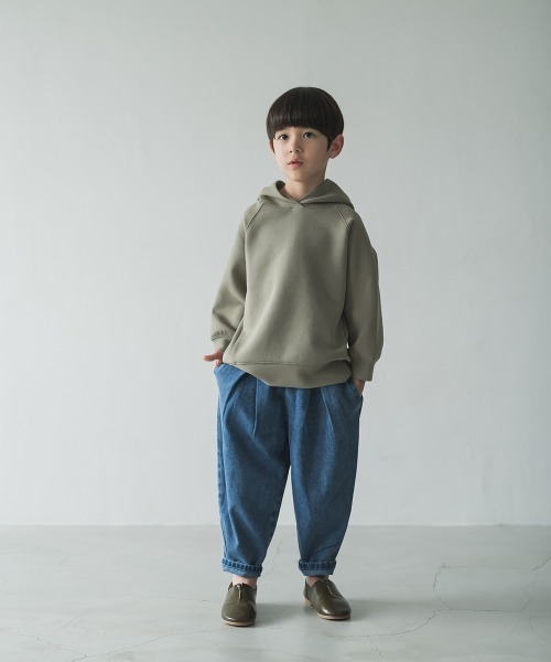 riziere（リジェール）の「ダンボールニットフーディー（パーカー・キッズ・ホワイト/カーキ/グレイッシュベージュ/ブラック・120/110/90/100/140/130/150）」の7枚目の写真