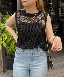 ノースリーブメッシュニット