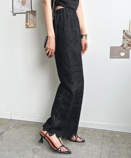 Futier land（フューティアランド）の「レースワイドパンツ（その他パンツ・レディース・ブラック/アイボリー/イエロー・MEDIUM）」の8枚目の写真