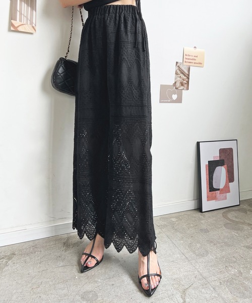 Futier land（フューティアランド）の「レースワイドパンツ（その他パンツ・レディース・ブラック/アイボリー/イエロー・MEDIUM）」の10枚目の写真