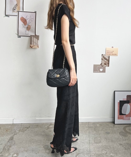 Futier land（フューティアランド）の「レースワイドパンツ（その他パンツ・レディース・ブラック/アイボリー/イエロー・MEDIUM）」の16枚目の写真