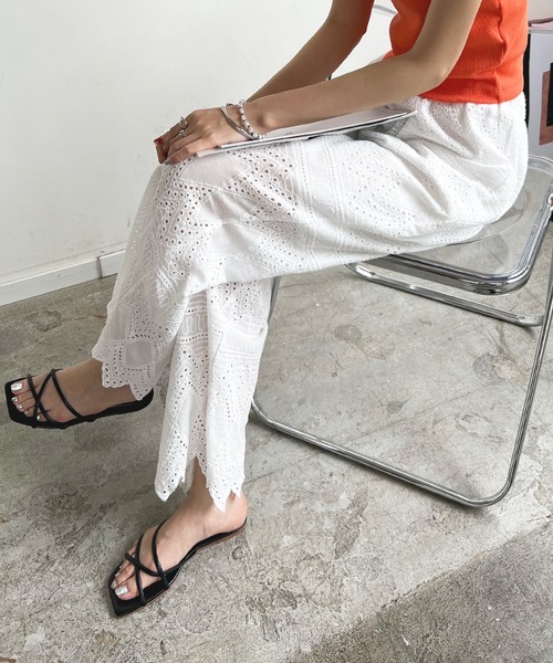 Futier land（フューティアランド）の「レースワイドパンツ（その他パンツ・レディース・ブラック/アイボリー/イエロー・MEDIUM）」の18枚目の写真