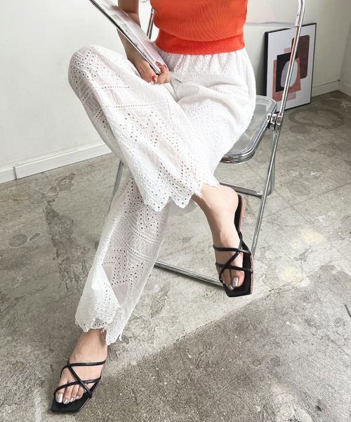 Futier land（フューティアランド）の「レースワイドパンツ（その他パンツ・レディース・ブラック/アイボリー/イエロー・MEDIUM）」の19枚目の写真