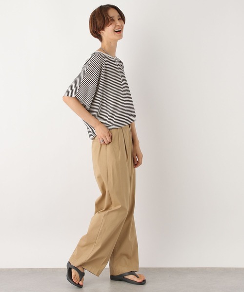 LEPSIM（レプシィム）の「シアーボーダー5分袖ドルマン　964234（Tシャツ/カットソー・レディース・ブルー/ブラウン/ブラック・FREE）」の5枚目の写真