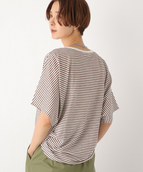 LEPSIM（レプシィム）の「シアーボーダー5分袖ドルマン　964234（Tシャツ/カットソー・レディース・ブルー/ブラウン/ブラック・FREE）」の10枚目の写真