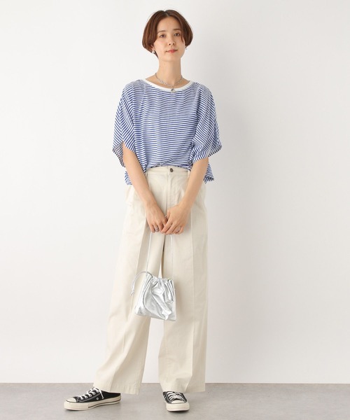 LEPSIM（レプシィム）の「シアーボーダー5分袖ドルマン　964234（Tシャツ/カットソー・レディース・ブルー/ブラウン/ブラック・FREE）」の11枚目の写真