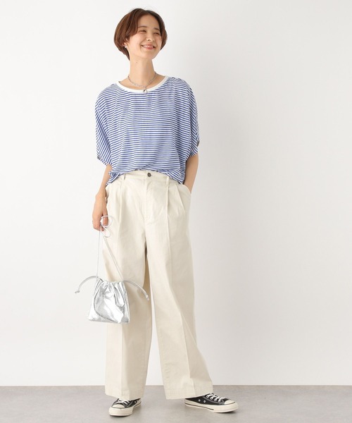 LEPSIM（レプシィム）の「シアーボーダー5分袖ドルマン　964234（Tシャツ/カットソー・レディース・ブルー/ブラウン/ブラック・FREE）」の12枚目の写真