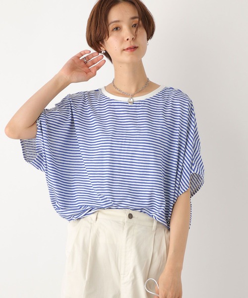 LEPSIM（レプシィム）の「シアーボーダー5分袖ドルマン　964234（Tシャツ/カットソー・レディース・ブルー/ブラウン/ブラック・FREE）」の13枚目の写真