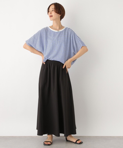 LEPSIM（レプシィム）の「シアーボーダー5分袖ドルマン　964234（Tシャツ/カットソー・レディース・ブルー/ブラウン/ブラック・FREE）」の14枚目の写真