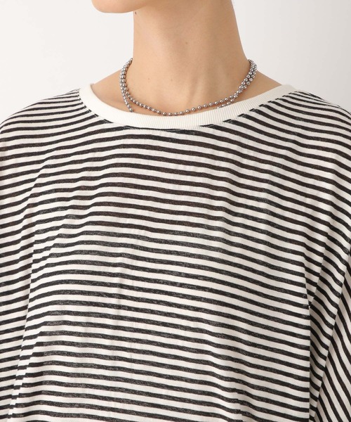 LEPSIM（レプシィム）の「シアーボーダー5分袖ドルマン　964234（Tシャツ/カットソー・レディース・ブルー/ブラウン/ブラック・FREE）」の20枚目の写真