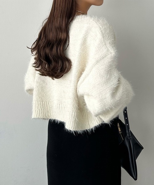 Risley クロスデザインボレロシャギーニット Risley クロスデザインボレロシャギーニット