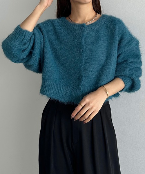 セール】ショートシャギーニットカーディガン（カーディガン/ボレロ