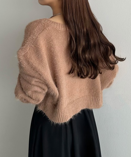 callautia(カラウティア)の「ショートシャギーニットカーディガン(カーディガン/ボレロ・レディース・グレイッシュベージュ/アイボリー/ブラック/ブルー/ライトブラウン・FREE/LARGE/MEDIUM)」の21枚目の写真