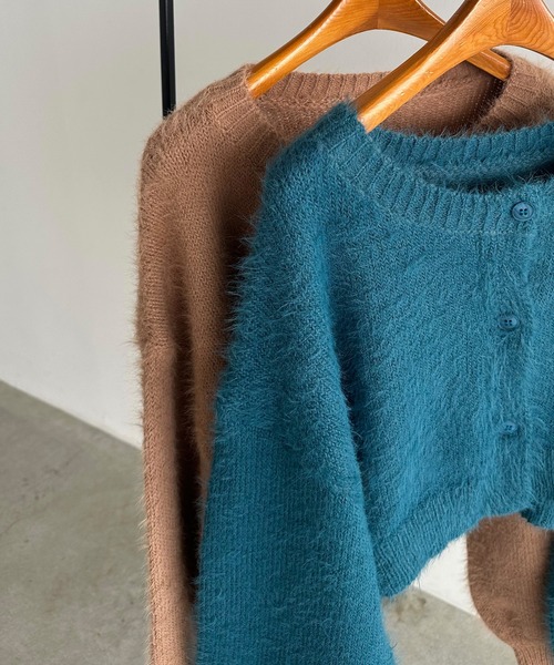 callautia(カラウティア)の「ショートシャギーニットカーディガン(カーディガン/ボレロ・レディース・グレイッシュベージュ/アイボリー/ブラック/ブルー/ライトブラウン・FREE/LARGE/MEDIUM)」の22枚目の写真