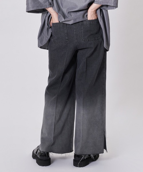 グラデーションデニムワイドパンツ　パープル セール】GRADATION DENIM WIDE PANTS / グラデーションデニム