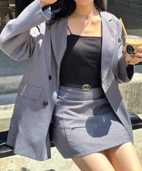 OLIVE des OLIVE（オリーブデオリーブ）の「【セットアップ対応】ボクシーテーラードジャケット　1032070050（テーラードジャケット・レディース・チャコールグレー/ブラック/ピンク/チェック・FREE）」の3枚目の写真