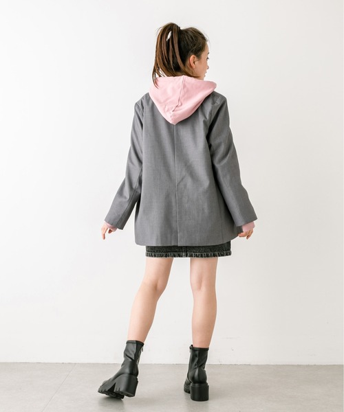 OLIVE des OLIVE（オリーブデオリーブ）の「【セットアップ対応】ボクシーテーラードジャケット　1032070050（テーラードジャケット・レディース・チャコールグレー/ブラック/ピンク/チェック・FREE）」の17枚目の写真