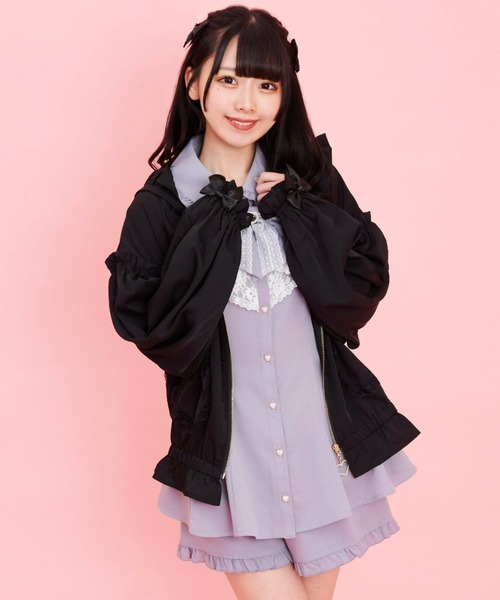 Secret Honey(シークレットハニー)の「うさ耳フリルボリュームパーカー(ブルゾン・レディース・オフホワイト/ブラック/ピンク・MEDIUM)」の8枚目の写真