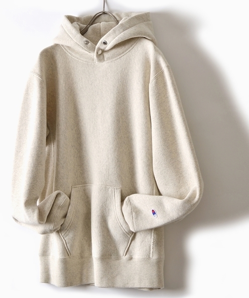 Champion（チャンピオン）の「Champion(チャンピオン)×SHIPS AUTHENTIC: 別注 リバースウィーブ プルオーバー スナップ/フーデッド スウェット■（パーカー・メンズ・ネイビー/ナチュラル/ヘザ－グレー・LARGE/MEDIUM/SMALL）」の3枚目の写真