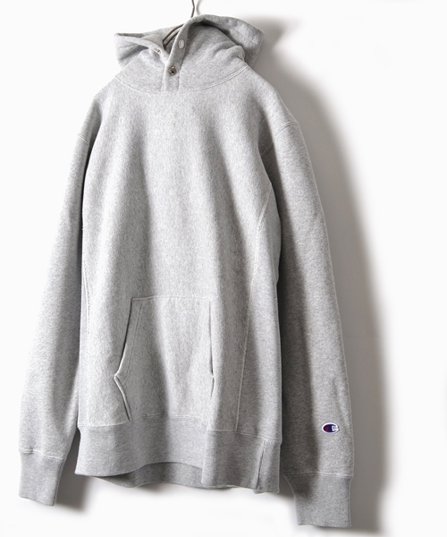 Champion（チャンピオン）の「Champion(チャンピオン)×SHIPS AUTHENTIC: 別注 リバースウィーブ プルオーバー スナップ/フーデッド スウェット■（パーカー・メンズ・ネイビー/ナチュラル/ヘザ－グレー・LARGE/MEDIUM/SMALL）」の2枚目の写真