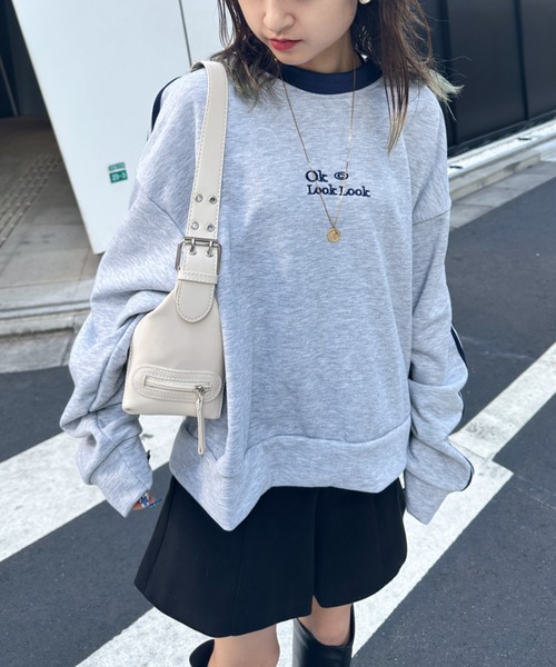 CLEA（クレア）の「ラインフロント刺繍ショート丈スウェットプルオーバー（スウェット・レディース・グレー・M）」の10枚目の写真