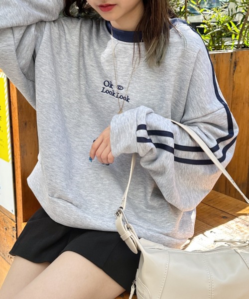 CLEA（クレア）の「ラインフロント刺繍ショート丈スウェットプルオーバー（スウェット・レディース・グレー・M）」の15枚目の写真