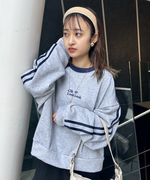 CLEA（クレア）の「ラインフロント刺繍ショート丈スウェットプルオーバー（スウェット・レディース・グレー・M）」の16枚目の写真