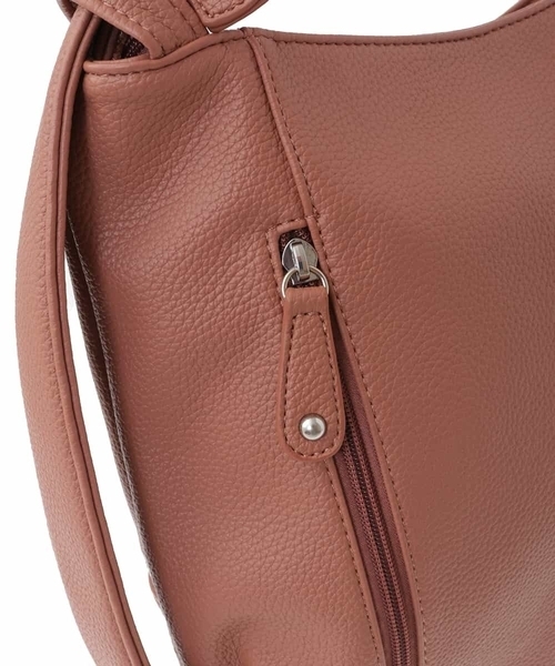 MK MICHEL KLEIN（エムケーミッシェルクラン）の「[2WAY]パンチングデザイン変形ミニトートバッグ（ショルダーバッグ・レディース・モカ/ピンク/ダークネイビー・00）」の9枚目の写真
