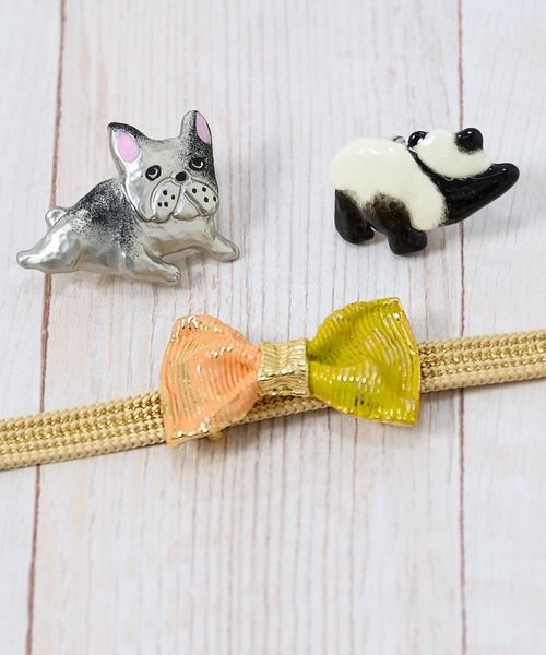 kimonomachi（キモノマチ）の「帯留め 単品 猫の帯留め 日本製 洒落小物 着物、浴衣に 帯どめ 帯留 和装小物　ネコ　パンダ　フレンチブルドッグ　リボン　和装小物（和装小物・レディース・ホワイト/ホワイト×ブラック/ブラック/ホワイト×カーキブラウン/シルバー/ゴールド/ブラック×ホワイト・ONE SIZE）」の22枚目の写真