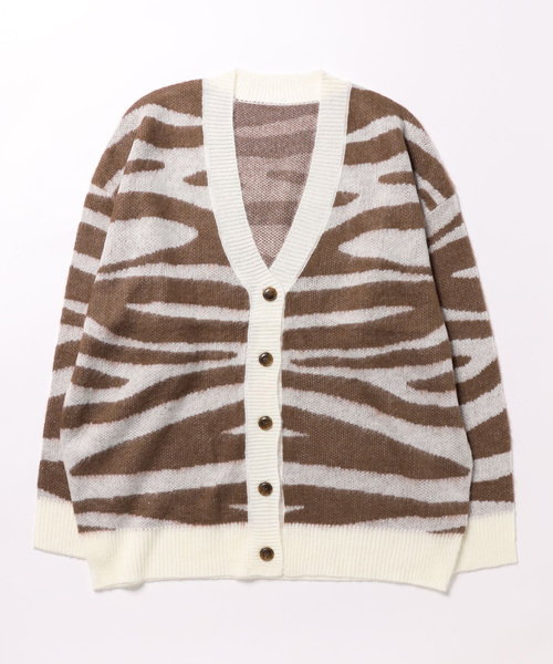 ゼブラ柄ジャガードオーバーカーディガン（カーディガン/ボレロ  