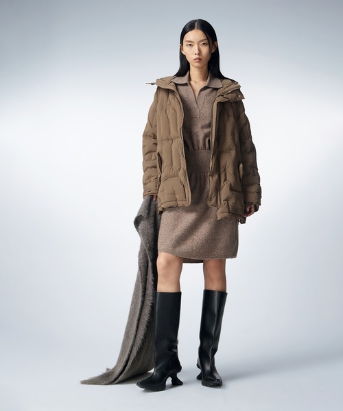 セール】Asymmetrical Curved Quilted Down Jacket / ダウン