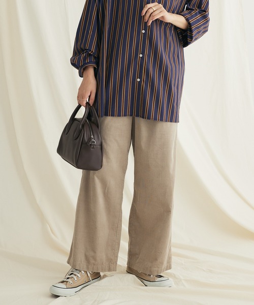 CRAFT STANDARD BOUTIQUE（クラフトスタンダードブティック）の「コーデュロイリラックスパンツ（その他パンツ・レディース・ブラウン/アイボリー/グレイッシュベージュ・L/M）」の3枚目の写真