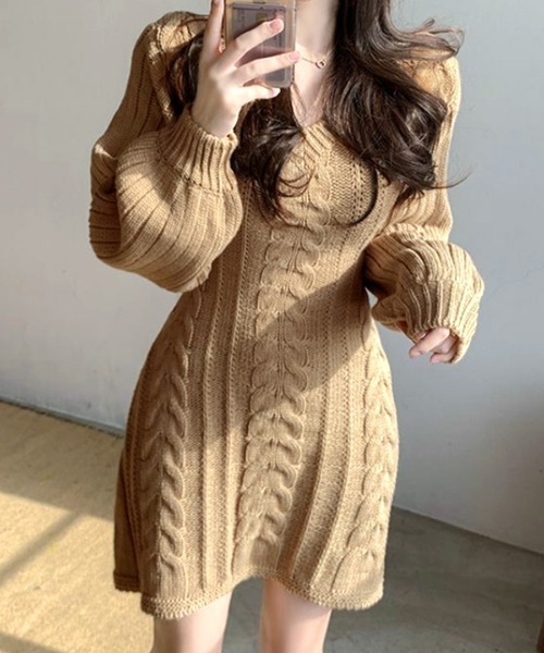 セール】ケーブルニットミニワンピース（ワンピース）｜Riff（リフ）の