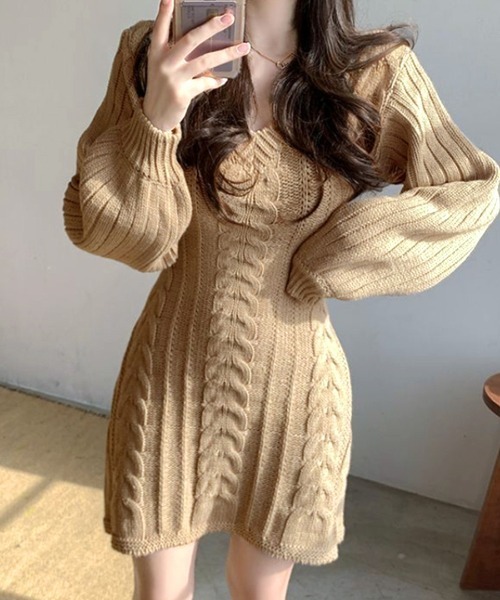 セール】ケーブルニットミニワンピース（ワンピース）｜Riff（リフ）の