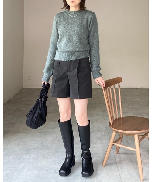 She's Closet(シーズクローゼット)の「ショート丈長袖グリッターラメシャギーニット(ニット/セーター・レディース・アイボリー/ピンク/グレイッシュブルー・FREE)」の8枚目の写真