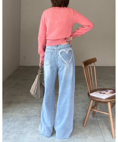 She's Closet(シーズクローゼット)の「ショート丈長袖グリッターラメシャギーニット(ニット/セーター・レディース・アイボリー/ピンク/グレイッシュブルー・FREE)」の13枚目の写真