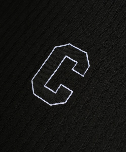 ショート丈 cロゴ刺繍 タートルネックニット リブ ハイネック（ニット