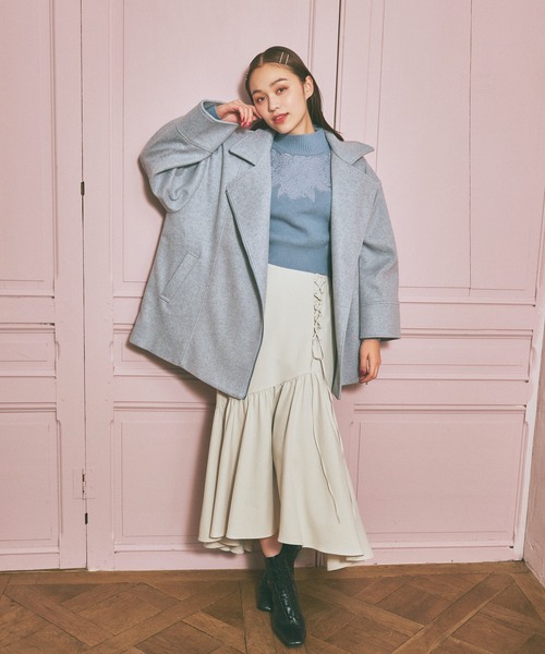 mysty woman（ミスティウーマン）の「フラワー刺繍ニット 992978（ニット/セーター・レディース・グレイッシュブルー/アイボリー/ブラック・FREE）」の7枚目の写真