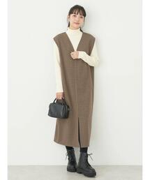 earth music&ecology | 圧縮ニットZIPジャンスカ(ワンピース)