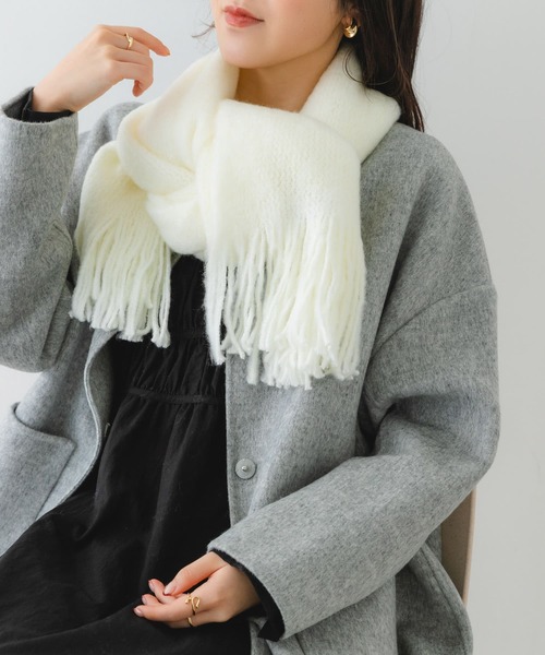 RODE SKO（ロデスコ）の「ラッセル起毛マフラー（マフラー・レディース・オフホワイト/グレー/ミント・ONE）」の2枚目の写真