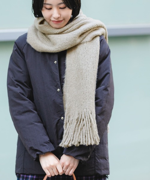 RODE SKO（ロデスコ）の「ラッセル起毛マフラー（マフラー・レディース・オフホワイト/グレー/ミント・ONE）」の5枚目の写真