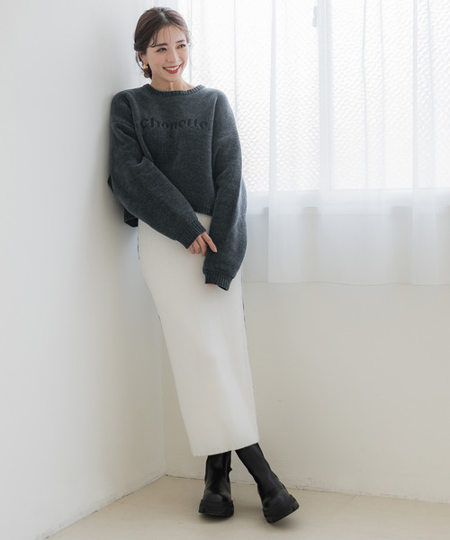 coca（coca）（コカ）の「フワもち立体ロゴニット（ニット/セーター・レディース・アイボリー/グリーン/チャコール・M/L）」の9枚目の写真