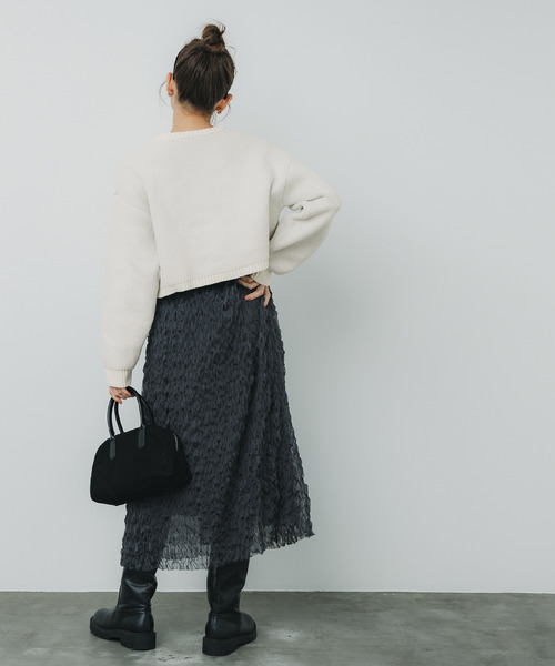 coca（coca）（コカ）の「フワもち立体ロゴニット（ニット/セーター・レディース・アイボリー/グリーン/チャコール・M/L）」の5枚目の写真